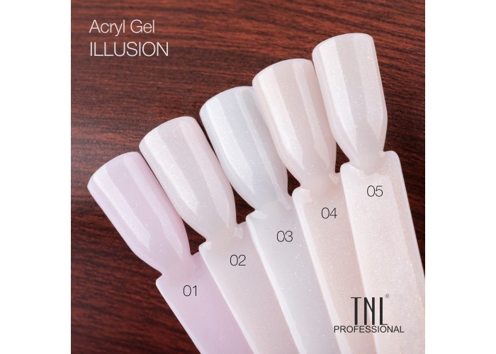 Acryl Gel TNL illusion №01 камуфлирующий светло-розовый с шиммером 18 ml