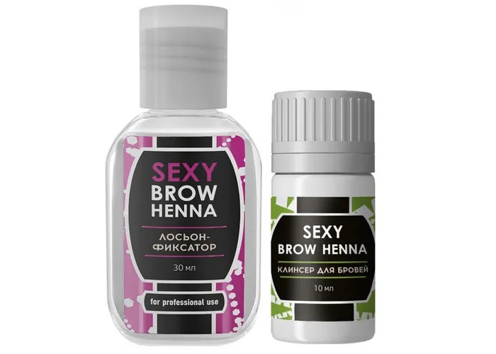 Набор лосьон-фиксатор и клинсер для бровей Sexy Brow Henna 